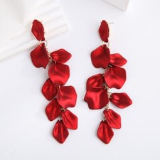Colorful Petal Leaves Drop Earrings Fashion Eardrop Long Tassel Earrings  Women