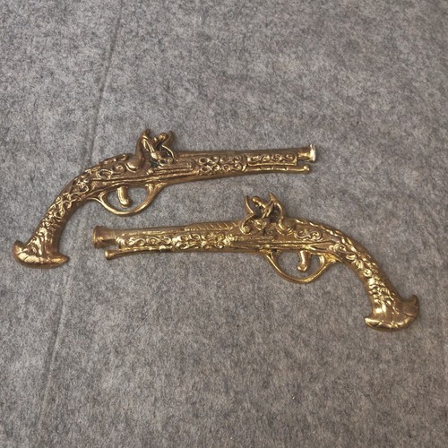 Pair vintage brass gilt - of,