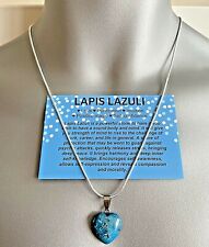 Lapis Lazuli Necklace Love Heart Pendant healing gemstone stone + card