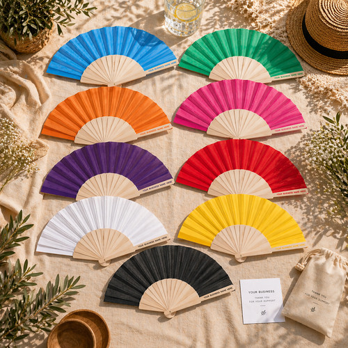 Personalised wooden hand fan - hand,