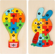 2 PCS Wooden Puzzles for 1 2 Year Old, 3D Toddler Toys for 2 Year Old Girls, Wo