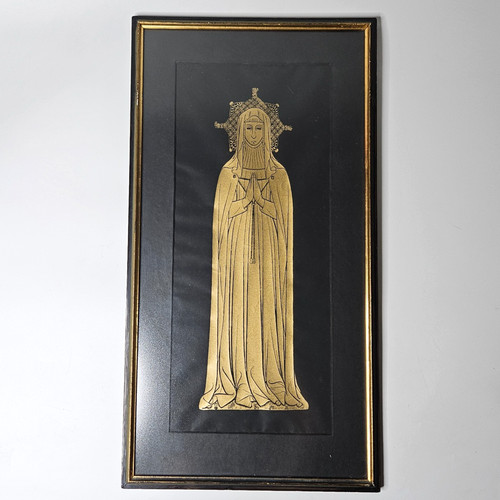 Vintage brass rubbing - brass, eleanor