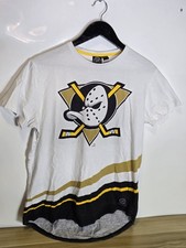 Mens NHL Anaheim Mighty Ducks T Shirt Size Medium 20" Pit 27" Long. Back Print. 