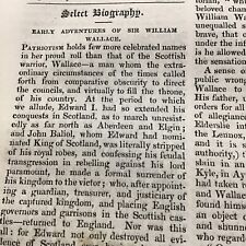 Antique Article 1834 - Sir William Wallace - Early Adventures - Cave And Tree