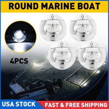 4x Round Marine Boat Navigation Lights LED Deck Stern Transom Anchor Light White