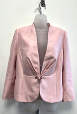 Jacques Vert UK12 Eur40 US8 pink shantung edge to edge fasten long sleeve jacket