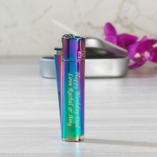 Personalised Engraved Clipper Rainbow Steel Lighter For Birthday Gift Christmas
