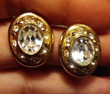 Bridal Gold Oval Crystal Clip