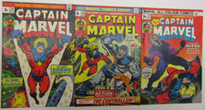 Marvel Comics 1974 bronze age Jim Starlin's Captain Marvel (3 pack) #29, 30, 34