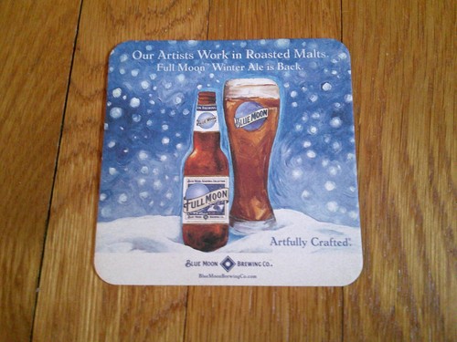 Blue moon beer coaster - beer, full