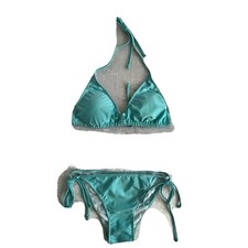 Women's Sexy Tiny Bikini Set Two Pieces Push Up Bikini Swimsuit Beach Blue XXL