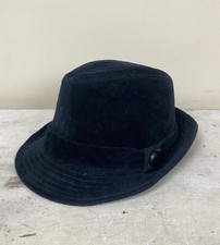 Vintage Velvet Fedora Hat Navy