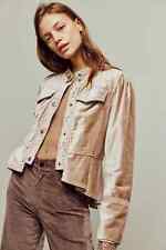 Free People Ballet Racer Velvet Crop Jacket, Rose Pink, X-Small, RRP $148