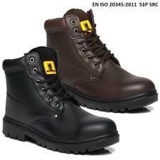 MENS LEATHER WORK BOOTS HIKER ANTRIM SAFETY STEEL TOE CAP TRAINER ANKLE SHOE SZ