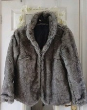 Gorgeous Grey Mix Faux Fur Coat Jacket 14 16 18 L XL 