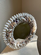 Small Vintage Shell Framed Mirror With Hook
