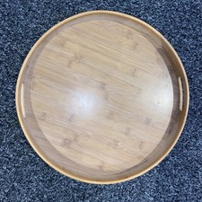 Vintage Round Wooden Tea Tray d 40 cm 