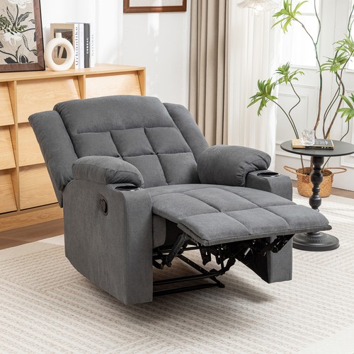 Grey recliner manual fabric - recliner,