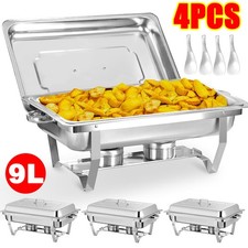 4 Packs 9L Stainless Steel Chafer Chafing Dish Sets Bain Marie Food Warmers UK