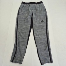 ADIDAS Joggers Medium Grey Men's Polyester Trousers Zip Cuffs Gymwear