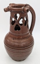 VINTAGE SIGNED H.G STUDIO POTTERY STONEWARE PUZZLE JUG / PITCHER 20TH CENTURY