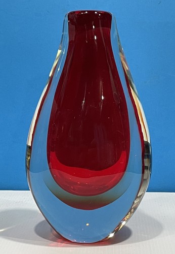Vintage murano red encased - murano,