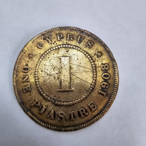 1908 cyprus piastre coin - cyprus,