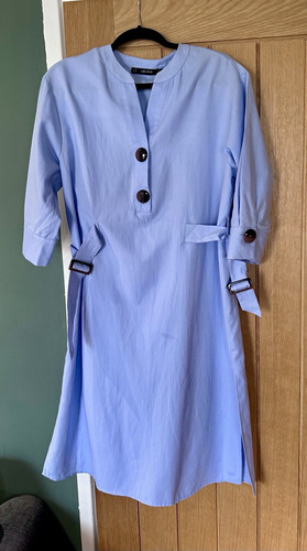 Zara blue belted neck 4 - blue, 3/4