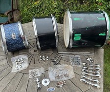 John Grey Vintage Drums 3 Tom-toms 11.5” 14” 16” +hoops+many parts:Resto project