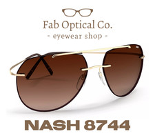 Silhouette TMA Nash 8744 7730 Gold / Dark Brown Rimless Sunglasses Titanium