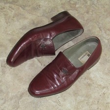 Moreschi oxblood dark red all leather slip on loafers shoes made in Italy size 7