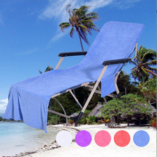 Extra Large Lounger Mate Beach Towel Sun Bed Chair Cover Garden Lounge + Pockets