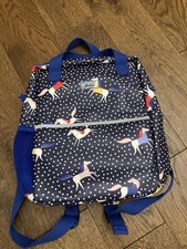 NEW Joules Childrens Adventure Rubberised Blue Mix School Backpack  Horse / Spot