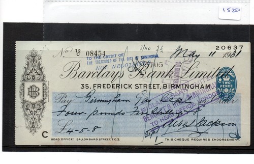 Cheque ch1520 used 1931 - ch1520-,