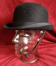CHRISTYS OF LONDON BLACK BOWLER HAT 54 EQUESTRIAN 6  5/8 ELASTICATED CHIN STRAP