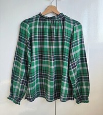 Brora Plaid Frill Blouse Size 10- rrp £139