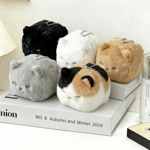 Cute cat plush keychain soft - plush,