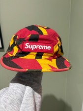 Supreme Fw19 Red Yellow Black Military Cap 5 Panel Camp Cap