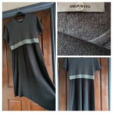 Women's Dress Amaranto  Size L Black Grey Mix Short Sleeve Wool & Acrylic Blend