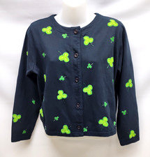 Michael Simon Lite Shamrock Sweater Cardigan~PS~100% Cotton~St. Patrick's Day
