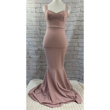 Boohoo Bodycon Maxi Dress Evening Size 10 Blush Pink Fishtail Mermaid Bridesmaid