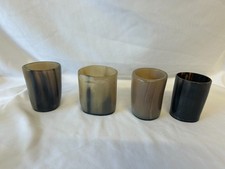 Shot Glass Set Handmade Viking Horn Whiskey Cups Medieval Barware 4 Pack