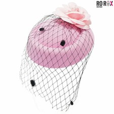 Vintage Ladies Fascinator Headband - Wedding Party Net Veil Rose Hat Headpiece