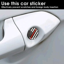 4x 20mm Black USA Flag Car Door Lock Keyhole Protector Sticker Cover Accessories