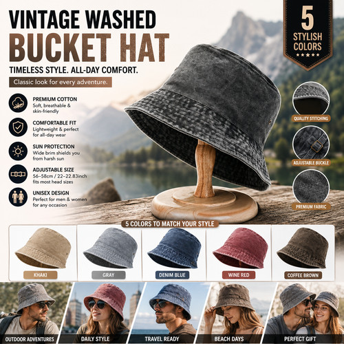 Vintage bucket hat washed - vintage,