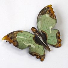 Vintage lucite butterfly brooch, reverse painted, 1940s