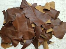 Brown crest leather off cuts, scraps. Mixed size, new 1KG