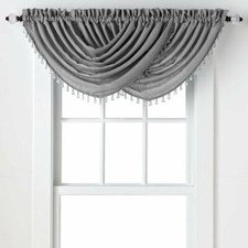 2-Pack: Beaded Emerald Crepe Waterfall Valances - Assorted Colors