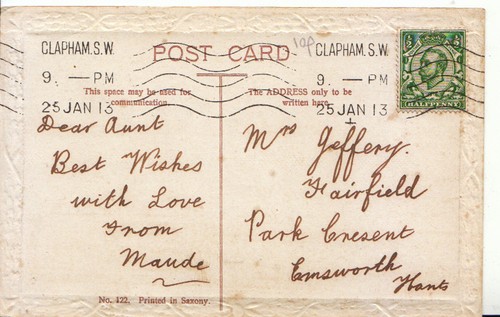 Genealogy postcard jeffery - jeffery,