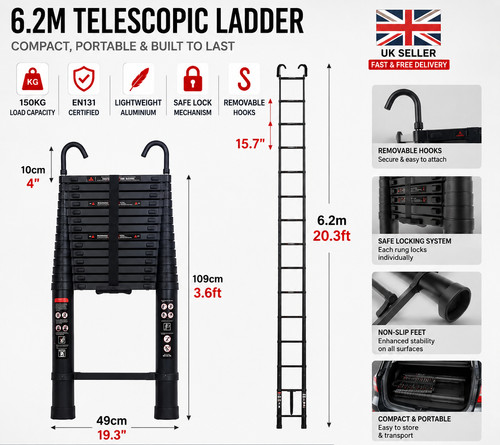 Extendable telescopic - 6.2m,